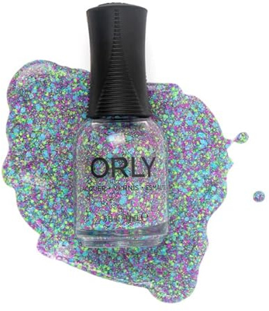 ORLY Dancing Queen Nail Polish Topper (18ml), Holographic Blue Confetti Nail Varnish