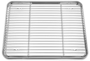 Joyfair Plaque de cuisson avec grille de refroidissement, petite plaque de four, plaque à gâteau et grille à gâteau, rectangulaire et grille de refroidissement pour cuire, rôtir, refroidir, passe au