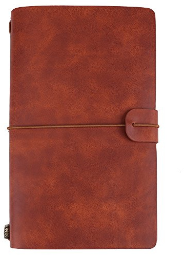 quaderni di Viaggio,Quaderno Vintage in Pelle PU, diario Viaggio Ricaricabile Vintage, Blocco Note Personalizzato A6 Classico Rilievo per Donne Uomini Ragazze, 8.2 x 5 Pollici(Marrone)