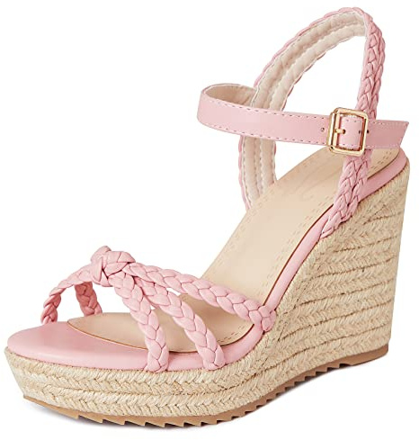mikarka Espadrille Wedge Sandals for Women Braided Knot Ankle Strap Open Toe Platform Sandals