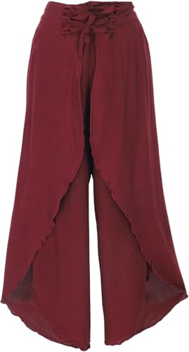 GURU SHOP Palazzohose, Boho Hosenrock, Sommerhose - Weinrot, Damen, Synthetisch