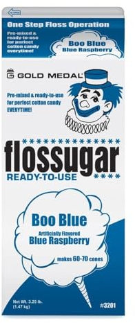 Candy Floss Sugar Blue Raspberry Flavour - Ready-Mixed 1.47kg Carton of Blue Sugar for Candy Floss Machine - Makes 60-70 Average Portions - Perfect for Parties Candy Floss Machine Sugar (1.47kg)