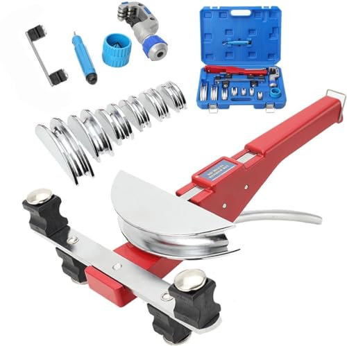 CDZHLTG Dobladora de Tubos Manual de 6-22 mm, Curvadora de Mano para Tubos con 7 Matrices, Rango de Doblado 0-90° con Cortatubos y Escariador de Rebabas, para Tubos Finos de Acero, Cobre, Aluminio