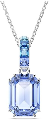Swarovski Millenia Halskette, Blaue, Rhodinierte Damenhalskette mit Statement-Anhänger und Strahlenden Kristallen im Oktagon-Schliff
