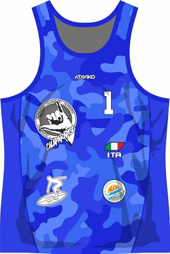 Ataviko Canotta Camouflage, Beach Volley Mare, Gym Palestra, Passeggio, Sport Estivi (IT, Testo, M, Regular, Regular, Standard, Azzurro)