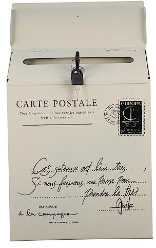 HOMSFOU Retro Mailbox Lockable Wall Mount Vintage Letter Box Suggestion Box Decorative