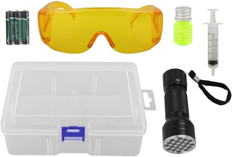 IMIKEYA 1 Ensemble Kit de Détection de Fuite de Climatisation Automobile avec Lampe Torche Rechargeable Outils de Test de Fuite et Fluorescent pour Véhicules