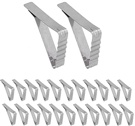 LIYJTK Clips de Support de Nappe de Table Durable en Acier Inoxydable pour Pique-Nique extérieur 24pcs