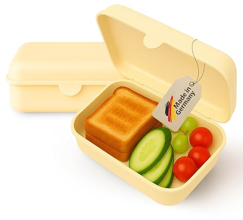 MEBY Set med 2 matlådor – matlåda för barn och vuxna – BPA-fri, diskmaskinssäker, mikrovågsugnssäker – robust snackslåda/frukostlåda med utbytbart lock (elfenben)