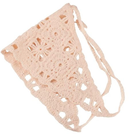 Crafans Hollow Lace Headscarf Flowers Crochet Triangle Scarf Hair Wrap for Girls Women