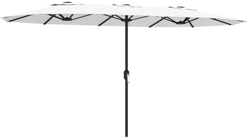 Outsunny Ombrellone Doppio da Giardino 4.6x2.7 m, Ombrellone da Esterno con Manovella, Copertura Protettiva, 12 Stecche, Anti UV 50+, per Patio Terrazza Balcone Piscina Giardino, Bianco