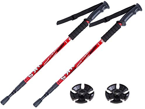 GLASEA® 2x Antishock Trekking Walking Hiking Pair Sticks Poles (red)