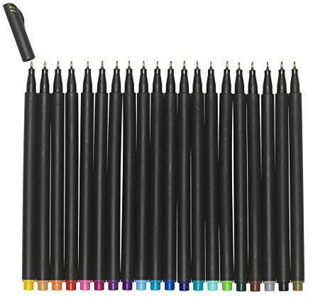 Panduro Fineliner Stifte, Feine Filzstifte, dünn Spitz 0,4 mm - 20 Stück Pack mit verschiedenen Farben