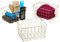Relaxdays Drahtkorb 3er Set, rechteckig, Gitterkorb zur Aufbewahrung, HBT: 15,5 x 28 x 20 cm, Deko Metallkorb, gold