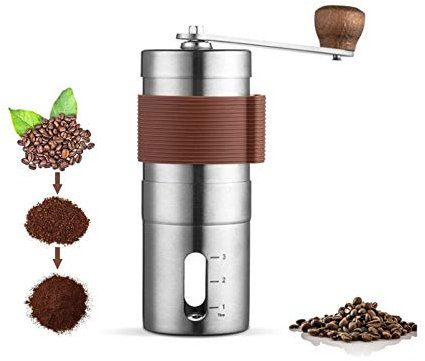 KUNBO Molinillo de café manual, acero inoxidable, fresa cónica de cerámica ajustable, grado alimenticio