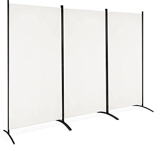 CASART Folding Room Divider, 3 Panels Protective Privacy Screens, Room Partition Privacy Separator Wall Furniture for Home, Office, Garden and Balcony(Beige)