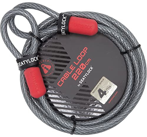 SeatyLock Câble antivol pour vélo – Câble antivol triple tressé en acier avec boucles pour la sécurité du vélo – Ajustement universel – Grand câble de verrouillage flexible pour cadenas en U Lock D