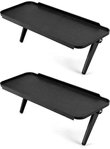 QWORK® 2 Pcs Tv Top Shelf, Screen Top Shelf, Plastic 120 X 310 MM, To Hold Cable Boxes, Media Boxes, Game Consoles Black