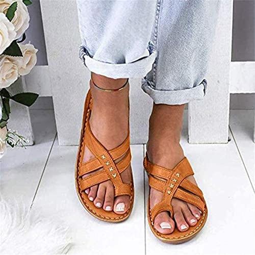 BBPM Sandali per la correzione dell'alluce valgo da Donna Infradito Sandali con Supporto per L'Arco Comode Pantofole estive Scarpe da Passeggio Ortopediche Piatte con Alluce,Marrone,EU39/US7.5
