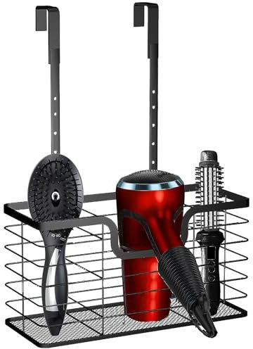 Nicunom Hair Dryer Holder 3 in 1 Hair Tool Organizer, Adjustable Blow Dryer Holder Bathroom Organizer Cabinet Door Hair Care & Hot Styling Tools Storage