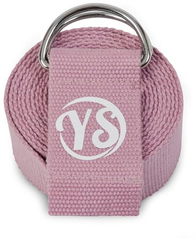 Yoga Studio Yoga-Gurt, 2,5 m, extra lang, langlebig, Bio-Baumwolle, verstellbar, dehnbarer D-Ring, Yoga-Gürtel, für Übungen, Pilates, Tanz, Workout, Fitnessstudio, Physiotherapie – Staubrosa