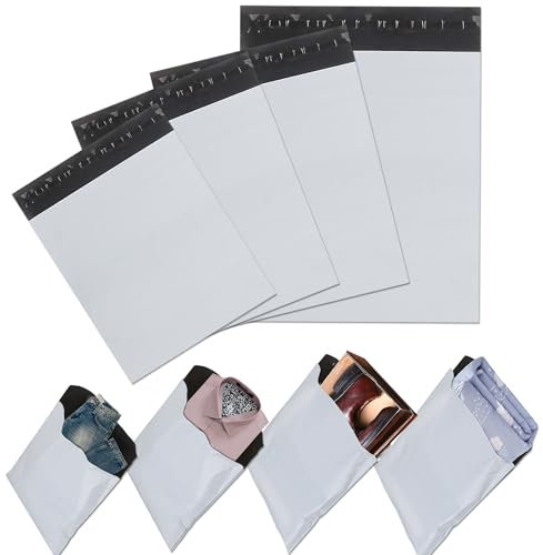 Groß Plastik Versandtaschen Versandbeutel für Kleidung 4 Größen, selbstklebend und blickdicht,Versandtüten aus Plastik für Kleidung Logistikverpackungen Transport Verpackungskarton Weiss 30Stück