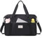 MUSEVOS Sporttasche für Damen, Reisetasche, Reisetasche mit Trolleyhülle, Wochenendtasche, Übernachtungstasche, Handgepäcktasche, Tanztasche, Schwarz, Large