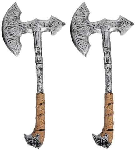 Axe Props-2 StüCk Realistische KüNstliche ÄXte FüR Halloween Cosplay KostüM Requisiten Leicht Und Sicher Ideal FüR Rollenspiele Und Fantasie-Events