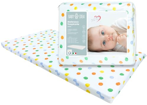 baby idea Materasso Lettino Campeggio Sfoderabile Pieghevole Traspirante a Norma EN16890:2017 Federa100% Cotone Oeko-tex® Interno Certificato Certipur™ 60x120x4 OMAGGIO Borsa da Viaggio (Carioca)