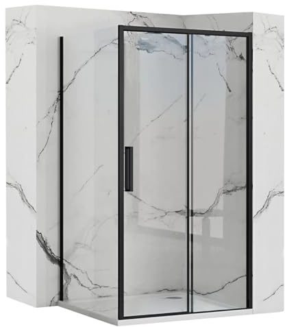 Rea - Box Doccia Ad Angolo Rapid Slide 120X100 Cabina Doccia Senza Piatto Doccia Vetro Di Sicurezza Temperato Transparentne 6mm (Nero Opaco) Porta: 120 Parete: 100 cm