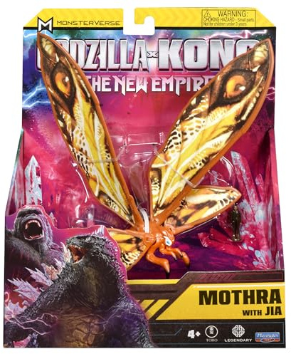 MonsterVerse Godzilla x Kong: il nuovo impero, personaggio d'azione Mothra da 15 cm, iconico personaggio del film da collezione, incluso Mini JIA da 2,5 cm, adatto per bambini dai 4 anni in su