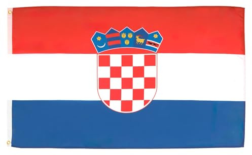 AZ FLAG Lote de 10 banderas croatas – 150 x 90 cm – Bandera croata 100% poliéster con ojales metálicos integrados