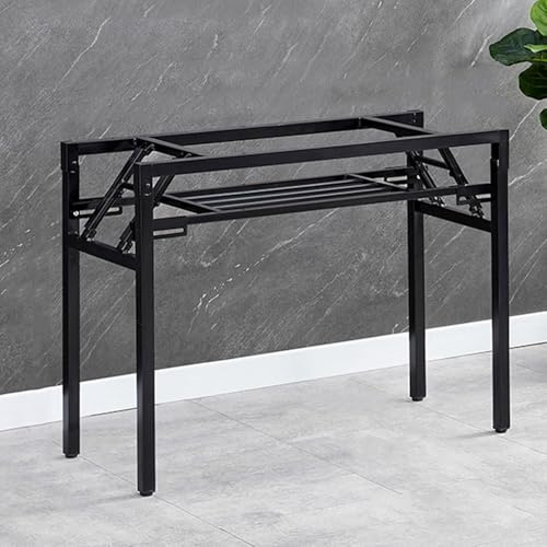 Gambe da tavolo in metallo nero resistente, struttura pieghevole industriale per tavolini e scrivanie, design rettangolare, supporta 150 kg, dimensioni: 98 x 50,8 x 72,9 cm