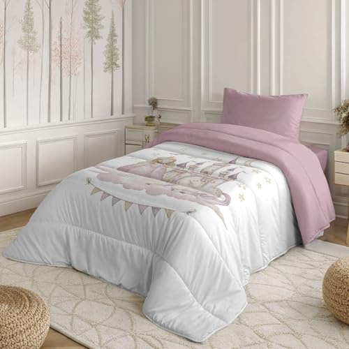 NATURALS - Edredón Nórdico Infantil Estampado 300 Gramos Cama 90-100% Microfibra Transpirable Tacto Pluma - 180x260 cm - Acolchado Extra Suave - Otoño/Invierno - Fabricado en España