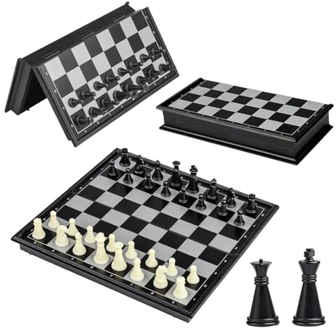 Jeu d’echec, 13 × 13cm Jeu d Echec Enfant, Petit Echiquier Voyage, Jeus Echecs Pliable, Echecs Magnetique pour Enfants et Adultes pour Déplacements, Voyages, Camping (A)