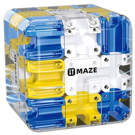 Large Labyrinth 3D Maze Cube, Logical Challenge 3x3 Maze Puzzle Cube Toy for Stress Relief & Logic Development, Spatial Awareness Brain Training Puzzle (blue)