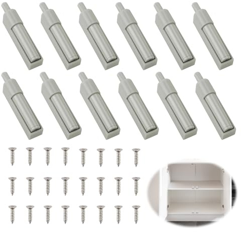 12 pezzi di ricambio Softclose, ammortizzatore per porta dell'armadio, con 24 viti, Soft Close, retrofit per armadio da cucina, ufficio, guardaroba, cassetti (grigio)