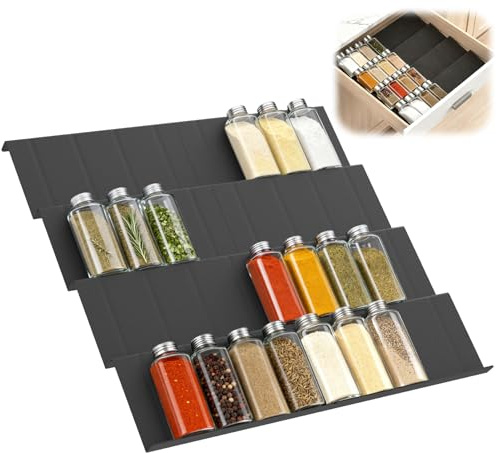 Euqvunn 8-Pack Kryddorganisator för Låda, Expanderbart Kryddställ för Inuti Skåp Justerbart från 23 cm till 46 cm, Kryddorganisatör för Köksförvaring