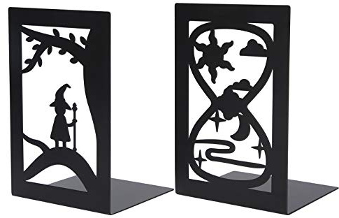 2 st metallbokhylla för bokhylla minnesbok dokument avdelare hantverksmaterial (Forest Elf Book Story + timglas bokhistoria)