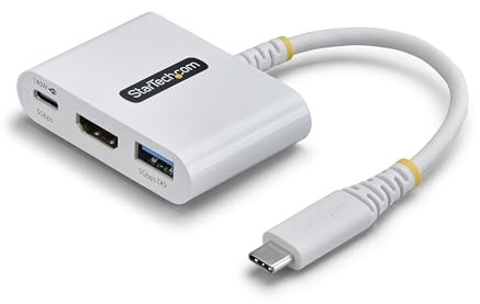 StarTech 3-in-1 USB C to HDMI Multiport Adapter with 140W PD Charging, 4K 60Hz HDMI, USB 5Gbps Hub, Power Delivery 3.2, Mini Dock for MacBook/Dell/Thinkpad/HP/iPad