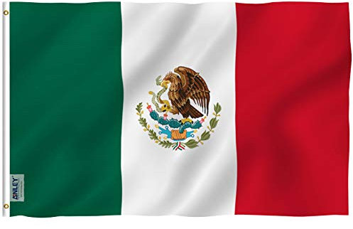 ANLEY Fly Breeze 3x5 fot Mexico-flagga - Levande färg och blekningssäker - Canvas Header och dubbelsömmar - Mexican MX National Flags Polyester med mässingshylsor 3 X 5 Ft