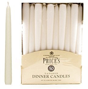 Prices Candles Lot de 50 bougies effilées et emballées, coloris blanc