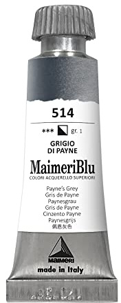 MaimeriBlu Watercolor Tube, 12ml, Paynes Grey, (514)