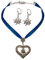 Alpenflüstern Trachtenschmuck-Set Satin-Trachtenkette Strassedelweissherz und Trachten-Ohrhänger Strass-Edelweiss - Damen-Trachten-Schmuck, Trachtenset Trachtenkette und Trachten-Ohrringe blau SET044