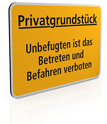 Betriebsausstattung24 Hinweisschild Privatgrundstück - Unbefugten ist das Betreten und Befahren verboten - Querformat 30,0 x 20,0 cm - 2mm (Aluminium Verbundplatte, Gelb)