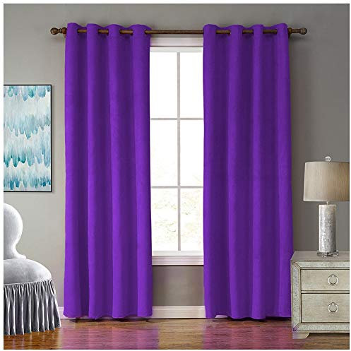 Två paneler set mörkläggningsgardiner för öljetter supermjuka värmeisolerade fönsterbehandling draperier mörkläggningsgardiner för sovrum vardagsrum barnkammare, lila, 140 x 220 cm (55 x 86 tum) (2 paneler)