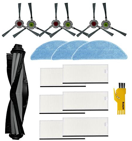 aotengou Ersatz-Zubehör-Kit für Yeedi k650 Roboter-Staubsauger 16 Packungen 1 Hauptbürste, 6 Filter, 6 Seitenbürsten, 3 Wischtücher