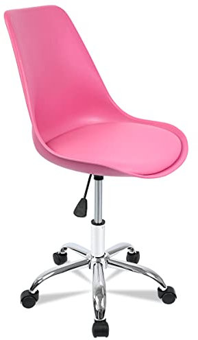 Silla de escritorio u oficina sin reposabrazos con diseño moderno y ergonómico | asiento acolchado | altura regulable | base cromada con ruedas giratorias y silenciosas ideal hogar | Estudio | Comedor