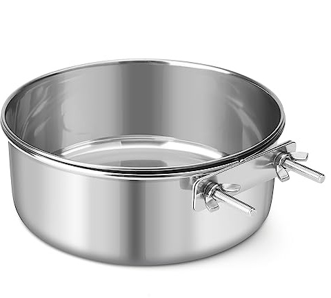 Reshiho Dog Bowl Stainless Steel Pet Hanging Food Water Bowl Cage Feeding Cup Feeder for Dogs Cats Rabbits Birds Small Animal (X-Large)