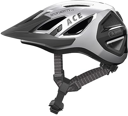 ABUS Stadthelm Urban-I 3.0 ACE - sportlicher Fahrradhelm mit LED-Rücklicht, verlängertem Schirm und Magnetverschluss - für Damen und Herren - Silber, Größe L